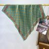 Retro light luxury high-end carriage cotton and linen scarf, spring and autumn new 71cm small square scarf, foreign-style decorative versatile scarf
