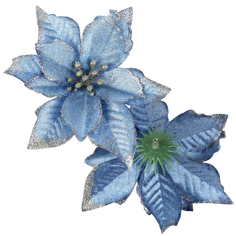 8Pcs Artificial Fabric Flower Glitter Wedding Party Decor Christmas Xmas Tree Decoration