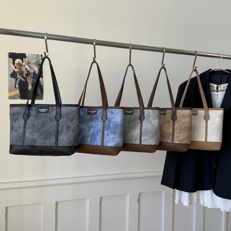 Autumn New Color Matching Commute Fashion Casual Simple Messenger Large Capacity Shoulder Tote Bag Women