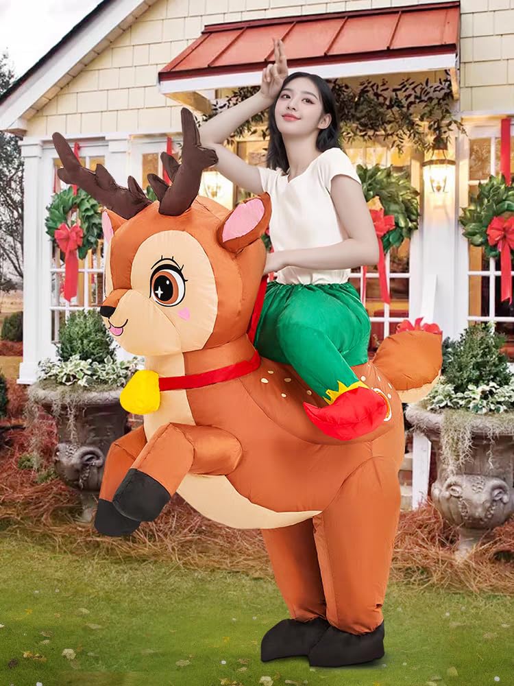 Lhyxuuk Christmas Funny Inflatable Kigurumi Costume with Perfect for Christmas Party and New and Holiday One Size Fits All Costume, Fan, Parties,