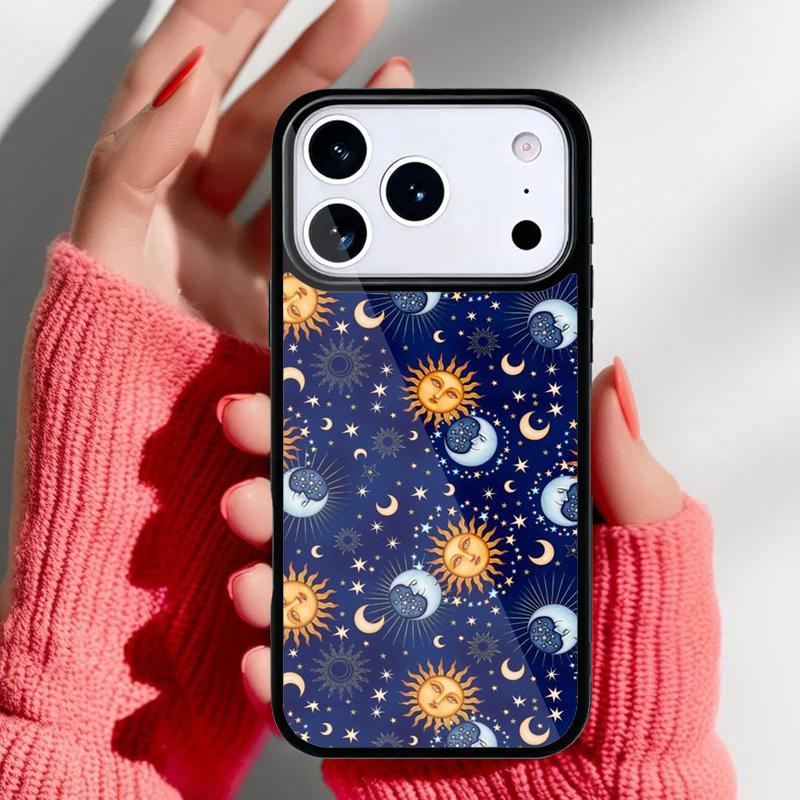 Sun Moon Face Phone Case for iPhone 17 Air 16e 15 14 13 Pro Max Back Cover for 12 11 Pro Coque