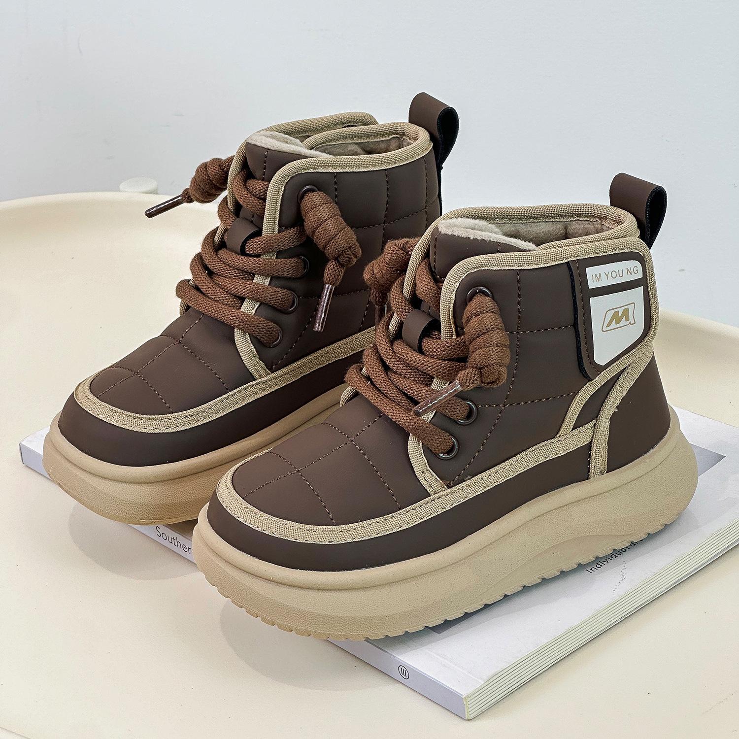 

Зимние новые детские сапоги корейской версии модные повседневные сапоги из двух хлопковых сапог в Китае сапоги из хлопка для мальчиков 35