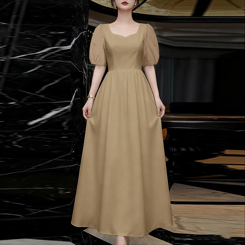 

ZANZEA Женское летнее повседневное длинное платье с квадратным вырезом и короткими рукавами 5XL хаки