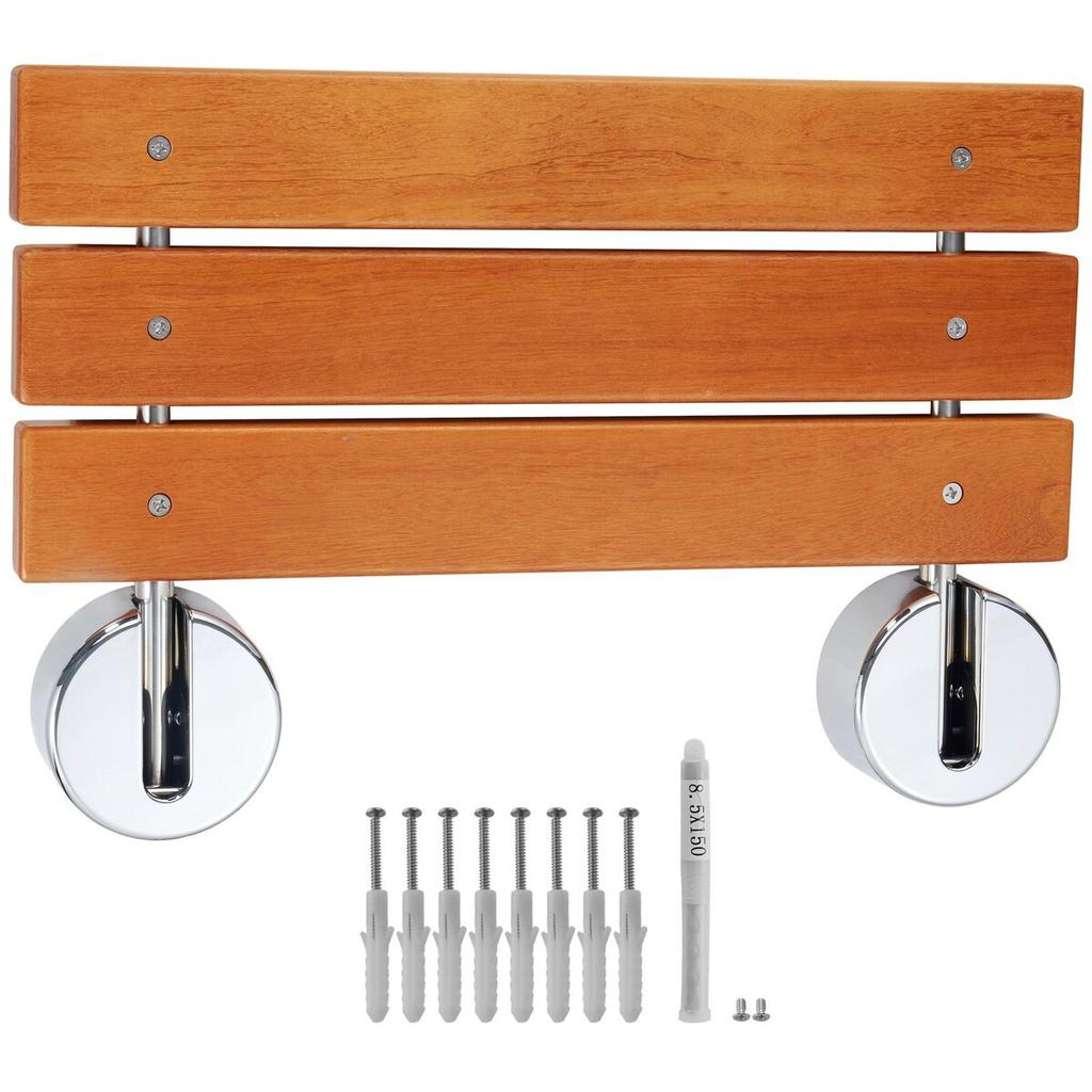 Folding Teak Shower Seat 20.1" X 13.2" Wall Mounted Shower Bench 440 Lbs