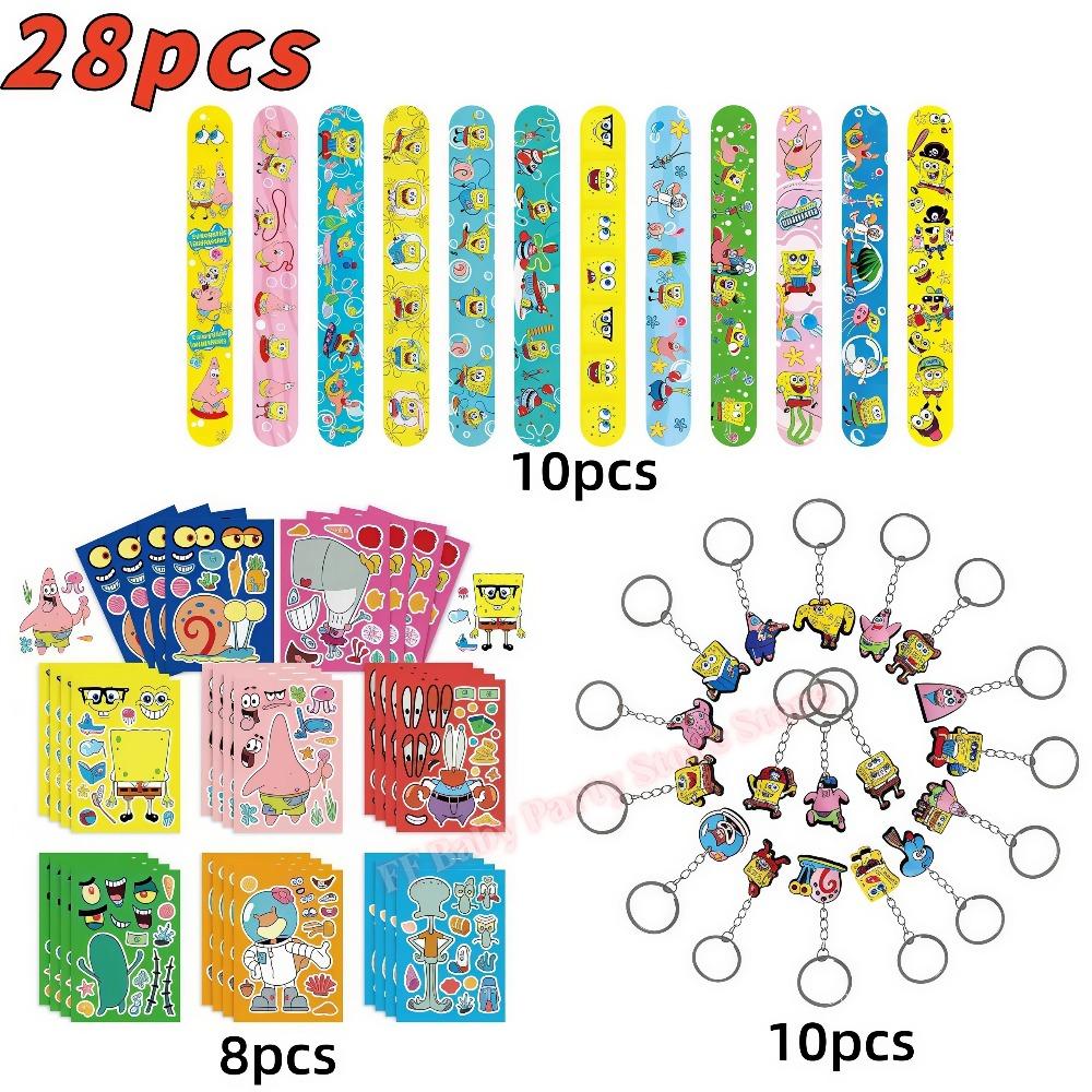 Cartoon Spongebobed Birthday Party Favors Bracelets Keychains Carnival Prizes Pinata Goody Bag Fillers Party Gift Birthday Decor