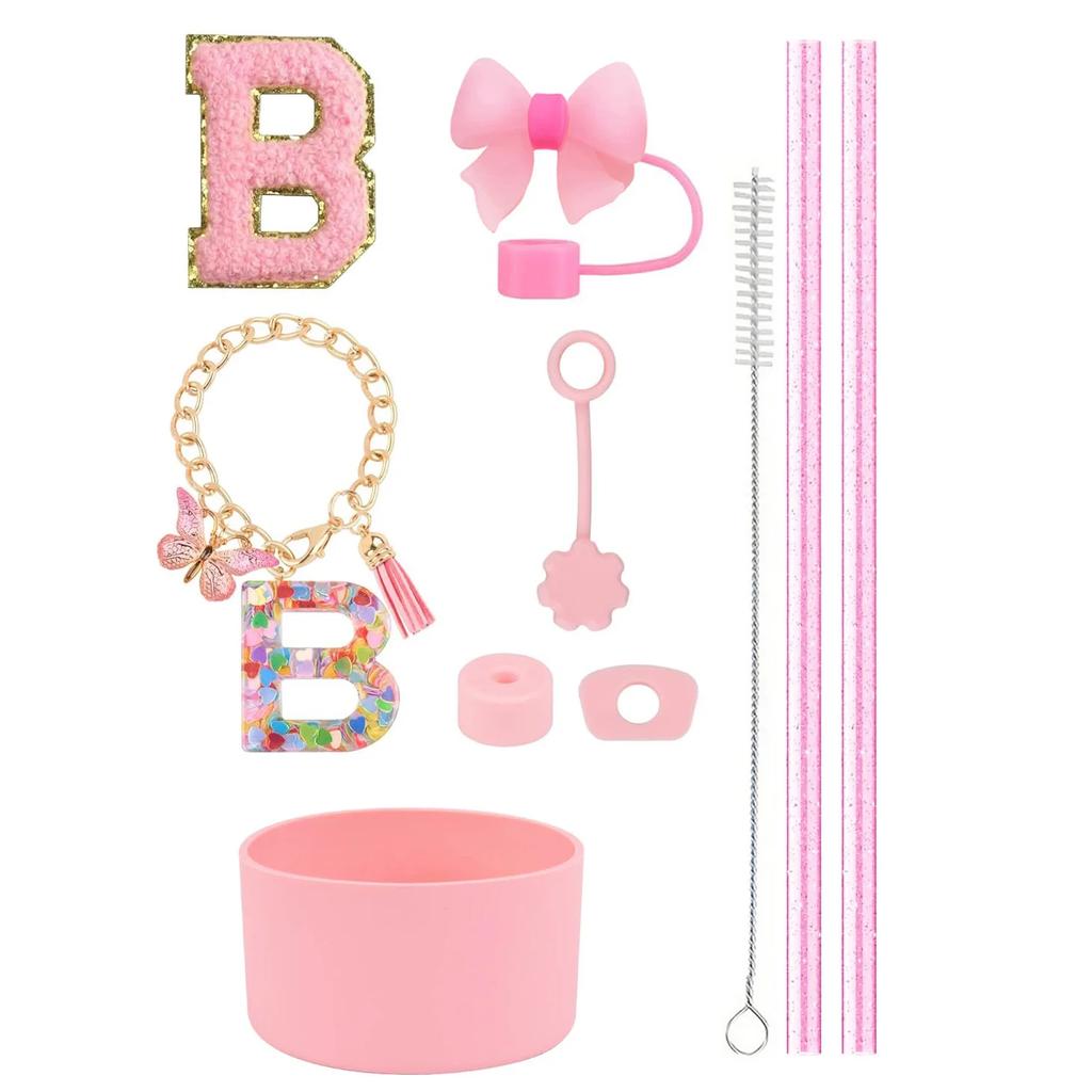 10pcs Cup Accessories Set for Stanley 30oz 40oz Tumbler Straw Cover Cap Boot Spill Proof Stopper Letter Keychain Charm Sticker