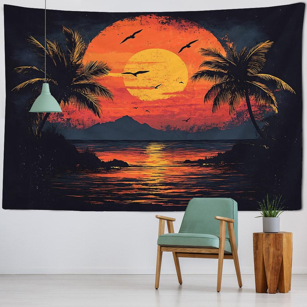 Fantasy Landscape Tapestry, Starry Home Wall Decoration, Polyester Thin Hanging Cloth, Bohemian Hippie Room Aesthetic Decoration