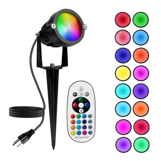 RGB Spotlights Outdoor LED Spot Light with Remote Control 12W RGB Color