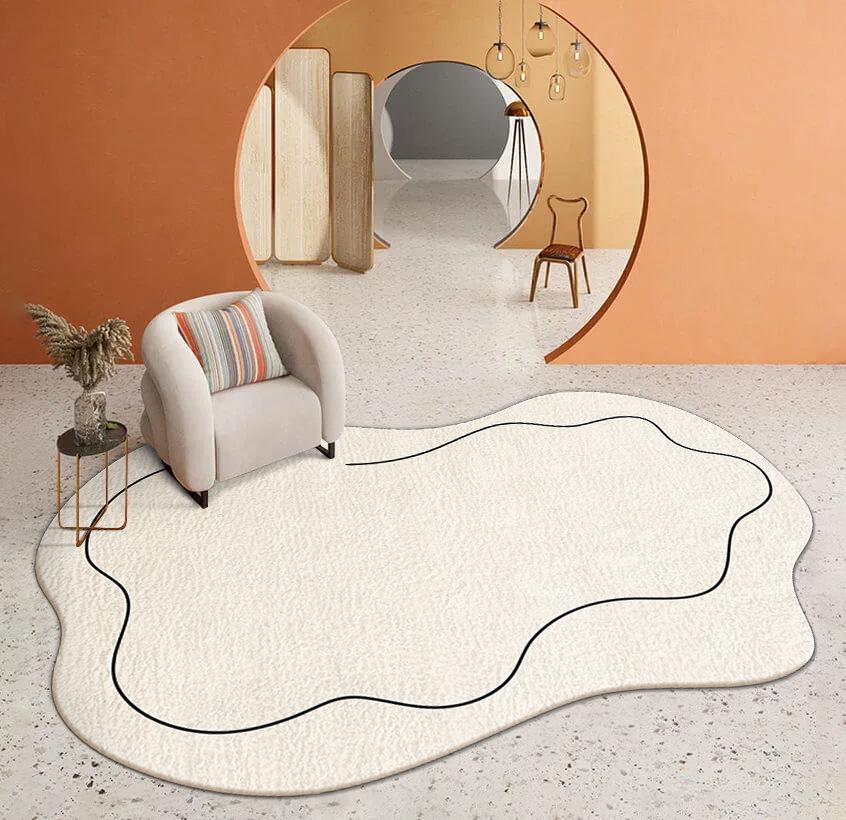 Japanese Style Plush Cashmere Rug with Irregular Cloud Pattern for Living Room or Bedroom.