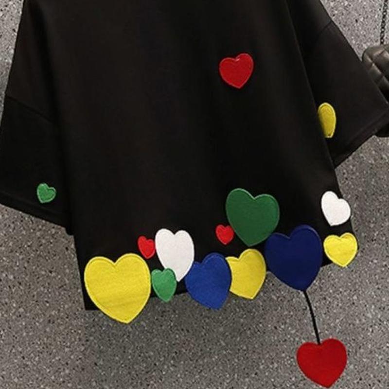 Summer Fashion Short Sleeve T-shirt Women Loose Casual Personality All-match Pullover Tops Female Love Tee