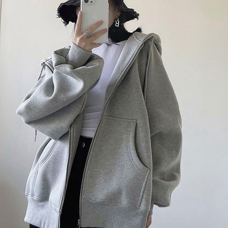 Geometric Pattern Hooded Zipup Sweatshirt For Women Casual Spring Fashion