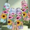 1PC Daisy Sunflower Mixed Floral 750ml Color Plastic Sports Water Bottle Leakproof Flip Straw Lid Suitable for Sports Office Home Use