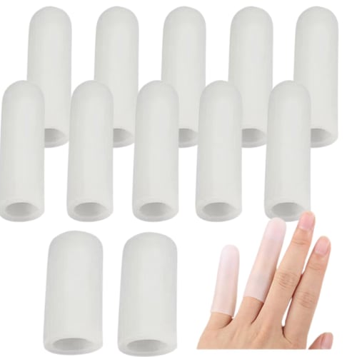 

Copeflap Silicone Fingertip and Nail Protection Caps, Extra Thick (White, Pack of 10)