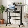 Sit-Stand Desk, Height-Adjustable, 70 x 60 cm, on Casters, Tilting Top, Black Metal Frame
