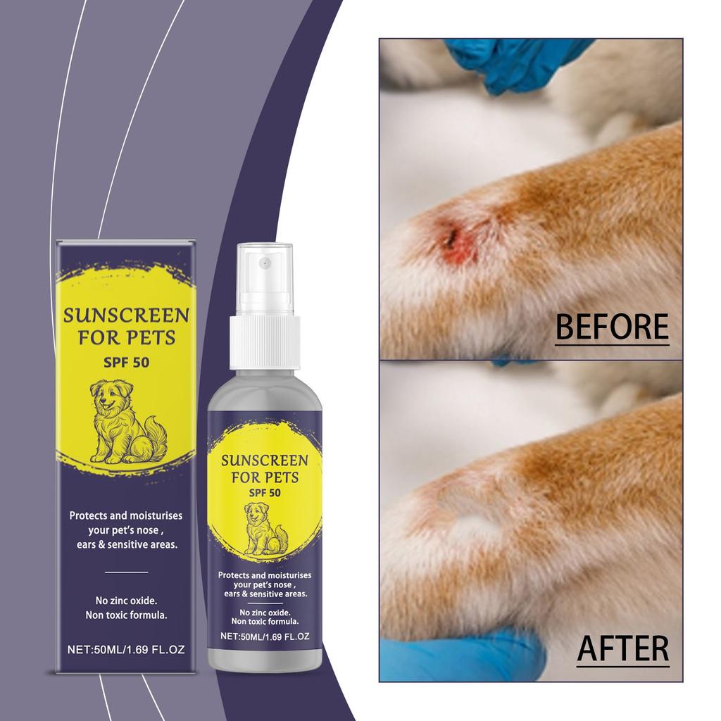 Special Sunscreen Spray SPF50 For , Physical , UV , Light And Thin Water Sensing, Common For Outdoor Packing, Dogs And Cats 50ml