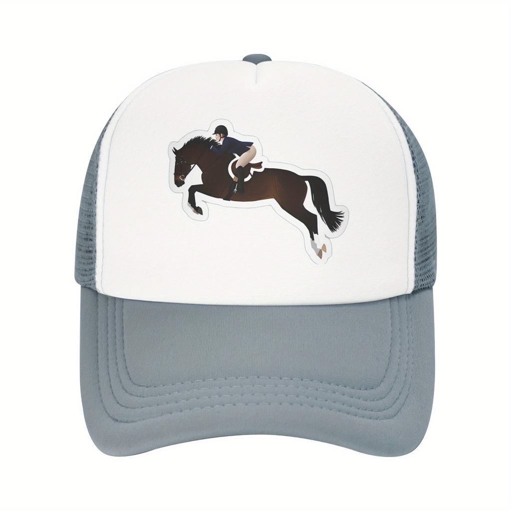 Equestrian Horse Jumping Hunter Jumper Sport Trucker Hat Breathable Mesh Baseball Cap Adjustable Outdoor Gift