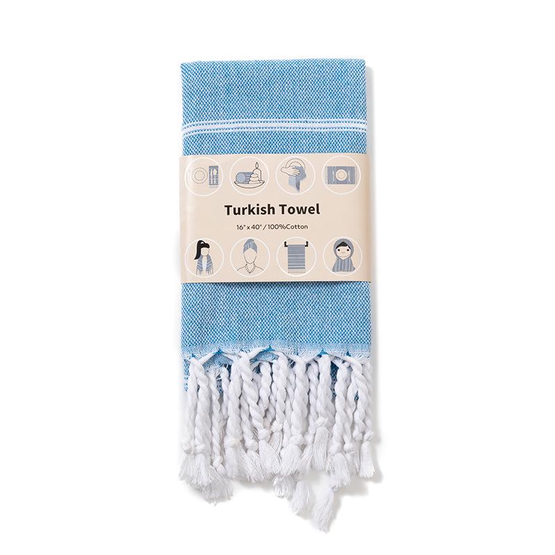 European Style Cotton Kitchen Towel Set: Quick-drying, Striped Tea Towels, Rectangular Tablecloth with Tassels.