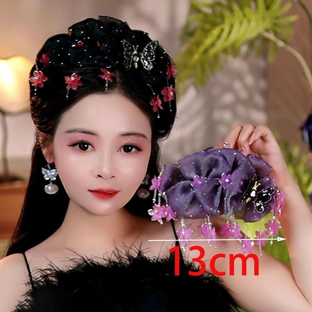 A and B sides Shark Clip Mesh Flower Claw Clip Gifts Butterfly Flower Tassel Hair Claw