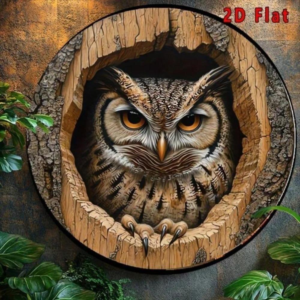 Vintage Owl Metal Wall Art Rustic Home Decor Kitchen Living Room