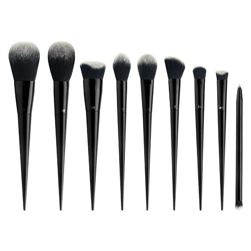 Pointed Tail 9-Piece Makeup Brush Set with Fiber Bristles