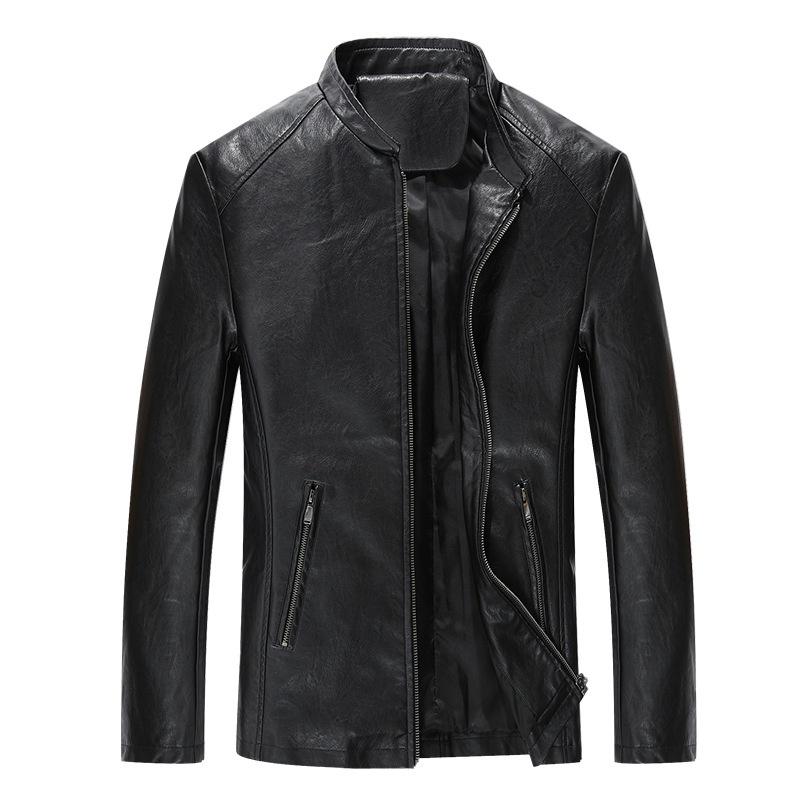Men's Motorcycle Pu Leather Jacket Slim Fit Zip Up Classic Retro Outwear For All Occasions