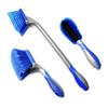 Long Handle Blue Wheel Brush for Car Wash & Cleaning - Soft Bristles, T-Type Tire Brush for Hard-to-Reach Areas