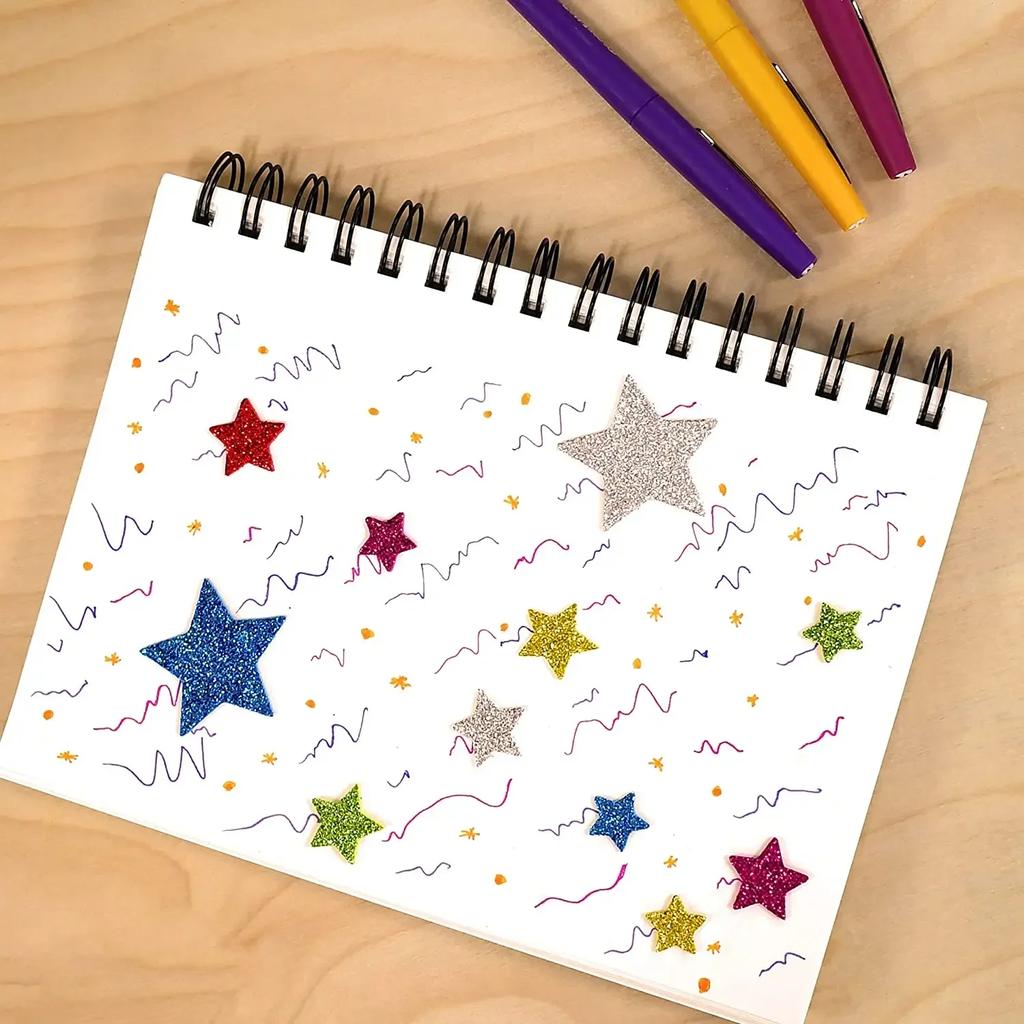 70pcs Star Stickers Glitter Foam Stickers Glitter Stars Reward Sticker for Kids Crafts Scrapbooking Wall Decor Laptop Skateboard