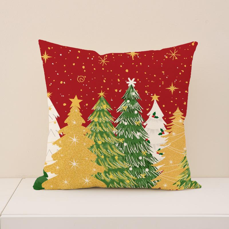 Christmas Pillow Cover Red Set Christmas Tree Print Pillow Indoor Sofa Cushion