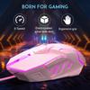 MageGee G10 Gaming Breathing LED 6 Adjustable DPI Settings To 3200 Ergonomic Optical Computer 7 for Windows PC Pink Mouse, Wired, 7-Color Backlight,