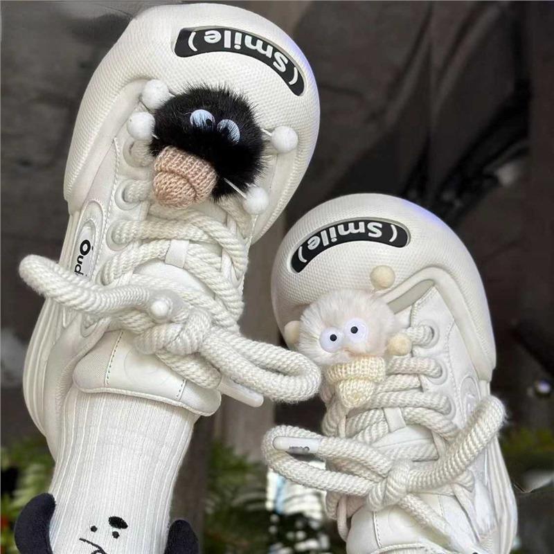 

Уродливые и милые женские парусиновые туфли с большой головкой и уникальным дизайном, маленькие белые туфли на толстой подошве