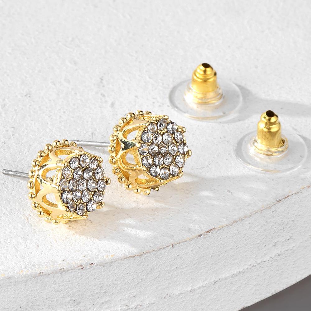 1 Pair Fashion Jewelry 11mm Women Classic Shining Zircon Small Stud Earrings Silver Color Ears Stud For Men Crystal Earrings золотой
