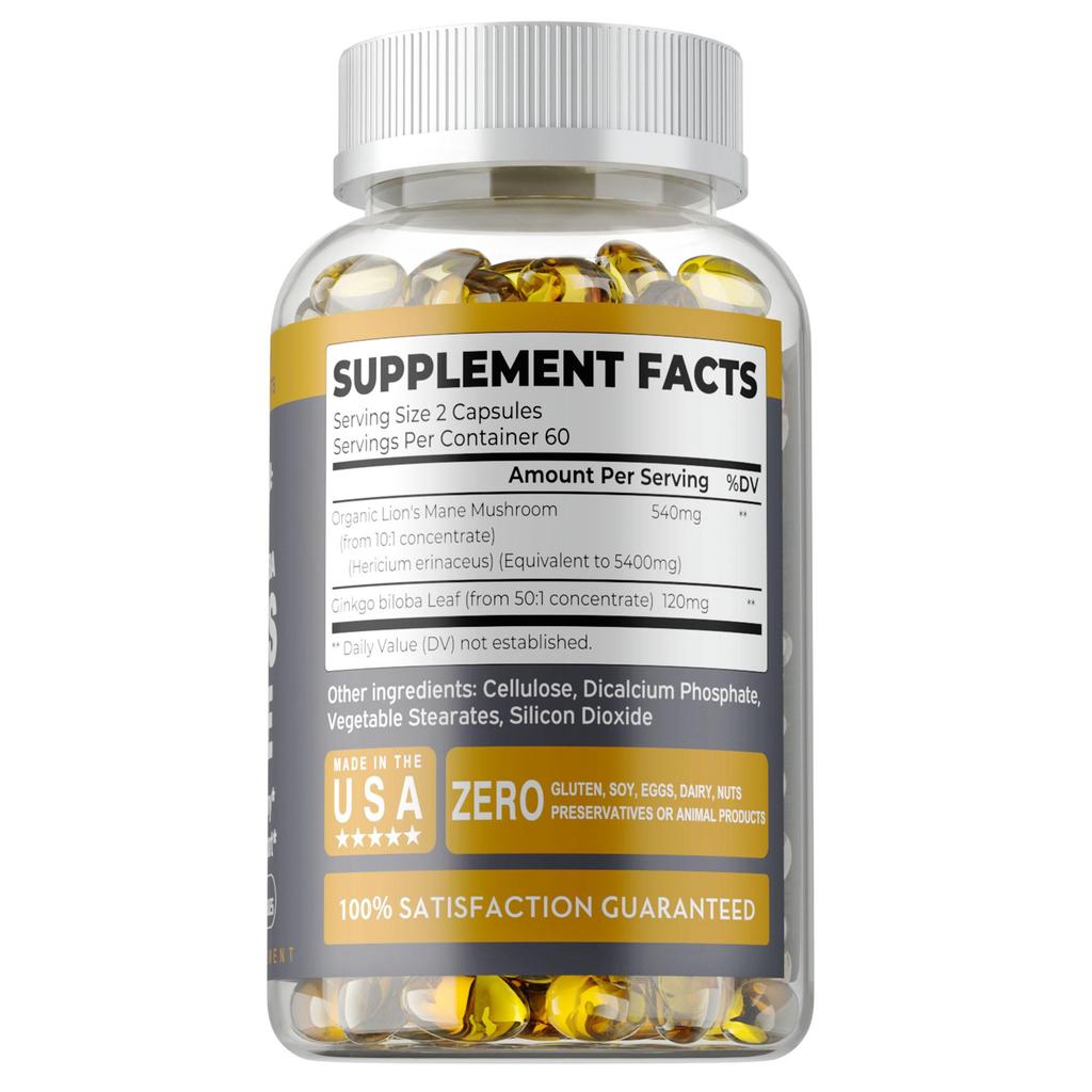 Criniera di Leone 5400mg - Salute del Cervello, Potenziatore di Memoria e Concentrazione, Supporto Cognitivo