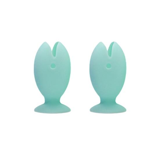 

2PCS Toothbrush Holder Fish Shape with Strong Suction Cup Toothbrush Holder Soft Silicone Quick Drain Bathroom Organizer мятный зеленый