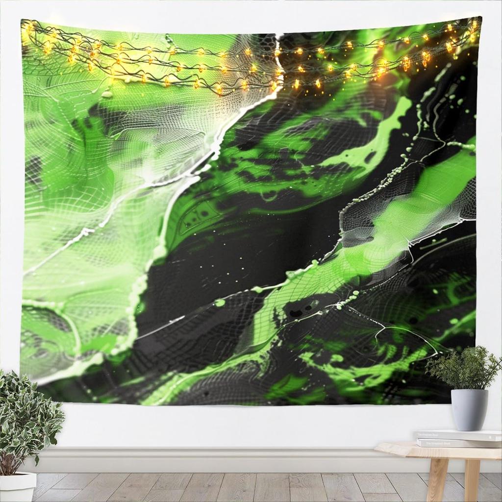 Blue Gold Marble Tapestry, Luxury Ocean Wave Wall Hanging with Golden Veins for Bedroom, Living Room & Aesthetic Home Decor