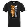 Bear T-shirt Ins Round Neck Print Personality Loose Round Neck Short Sleeve Men and Women Base Shirt