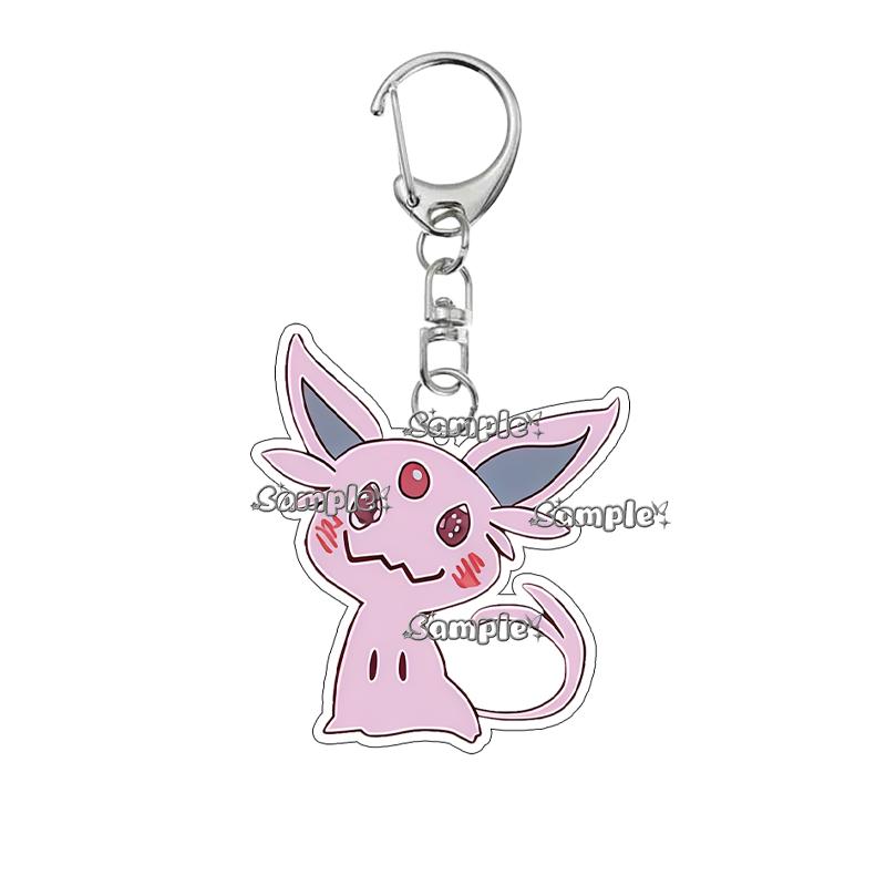 Creative Anime Eevee Leafeon Glaceon Umbreon Jolteon Anime Double-sided Printing Acrylic Keychain Key Ring Jewelry  Accessories