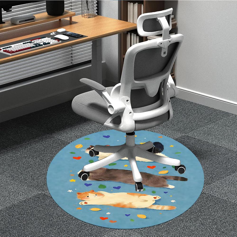 

1PC Cats, Cute Office Round Area Rug, Indoor Mat Suitable ForOffice, Under Office Chairs Bedroom Living Room Home Decor, Room Deco g068 80cm by 80cm