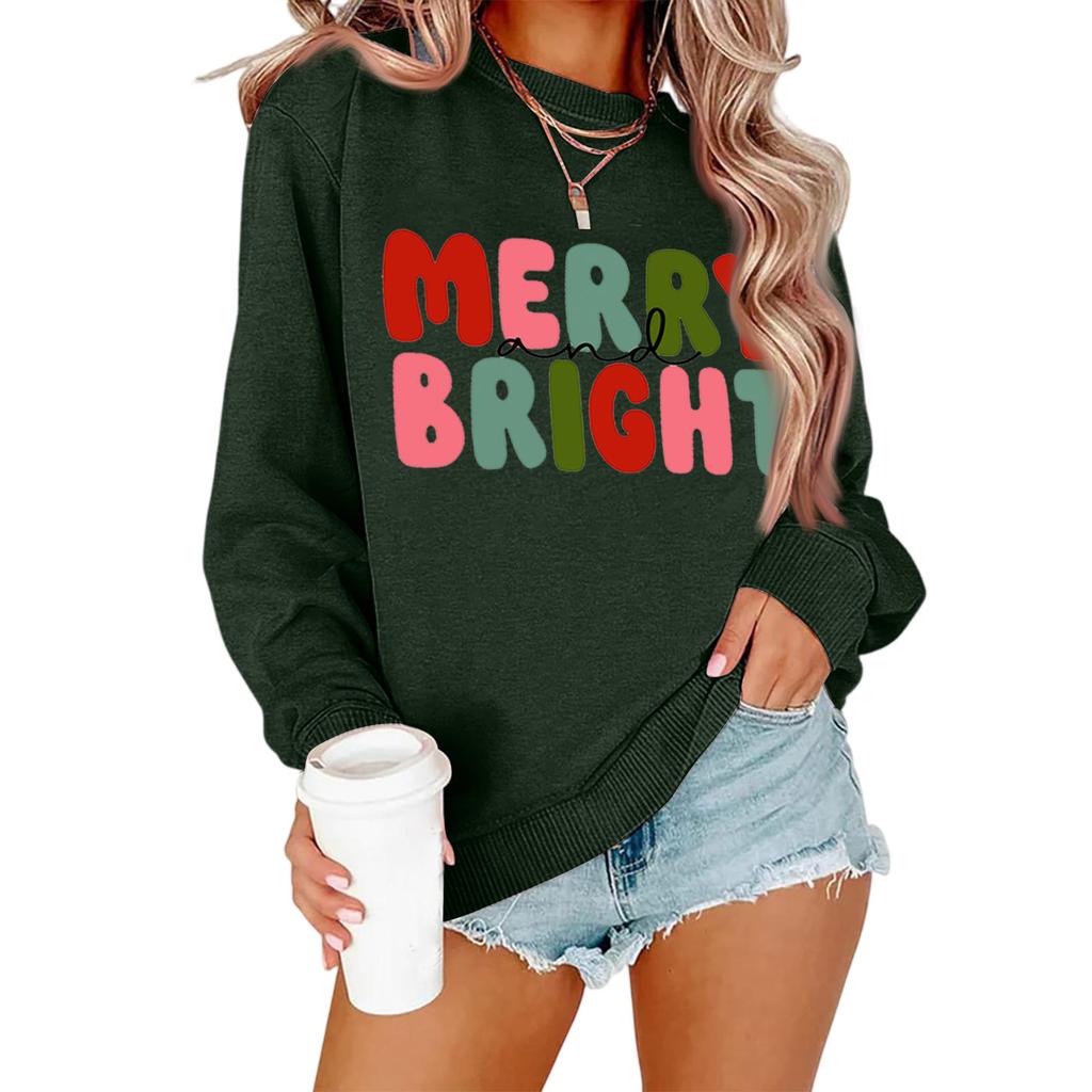 Damen Locker Bequem Lässig Modisch Charakterdruck Rundhals Langarm Sweatshirt