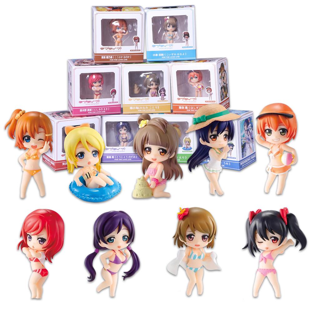 9Pcs Lovelive School Idol Project Figure Swimsuit Nico Yazawa Maki Nishikino Rin Hoshizora Ellie Model Toy Gift Aciton Figure