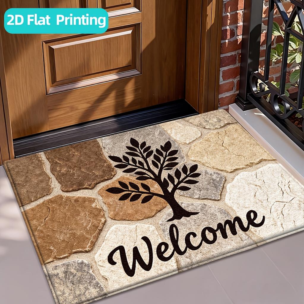 Rustic Stone Pattern Entrance Area Rug Non Slip Indoor Outdoor Floor Carpet Mat Home Decor