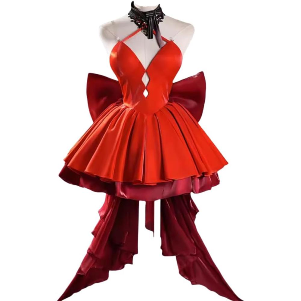 

Женский аниме косплей костюм Аска Лэнгли Сорью Красное платье без бретелек Костюм для Хэллоуина, вечеринки, бала M