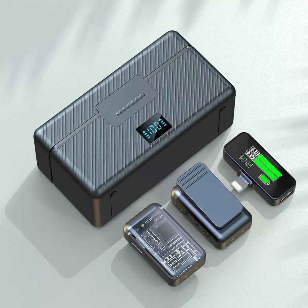 KS08 Wireless Lavalier Lapel Microphone Vlog Mic AI Noise Reduction Audio Recording For iPhone Android PC With Charging Box