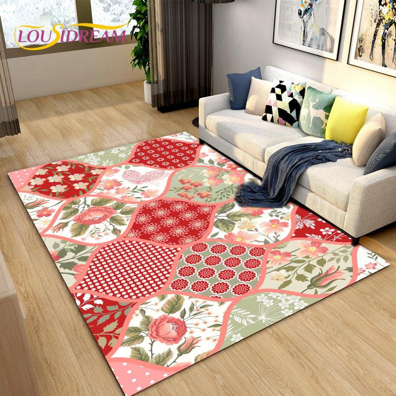 3D Classical Chinese Style Area Rug Large,Carpet Rug for Living Bedroom Sofa Doormat Decoration,Children Play Non-slip Floor Mat