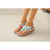 Large Size Herringbone Sandals for Women, Embroidered with Ethnic Style Flowers, with A Back Strap and Sloping Heel Sandals