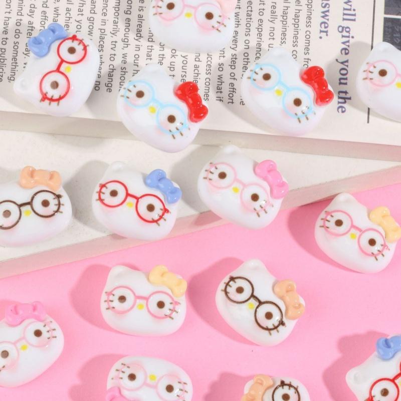 60/240PCS Cartoon bow tie glasses cat head creative handmade DIY cream glue resin accessories accessories jewelry materials