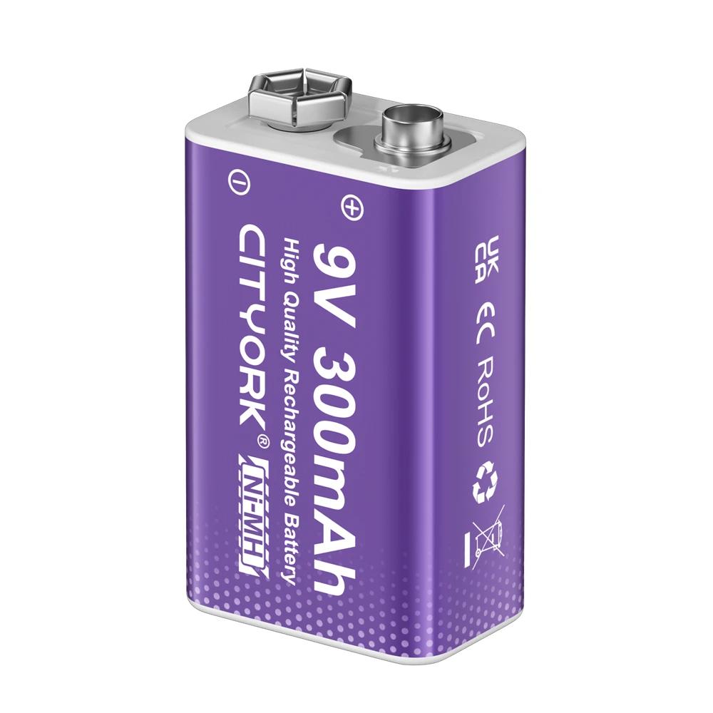 Cityork 9V NIMH Akku 6F22 9 Volt NI-MH Batterien 9V für Rauchmelder Spielzeug Drahtlose Kameras Metalldetektor