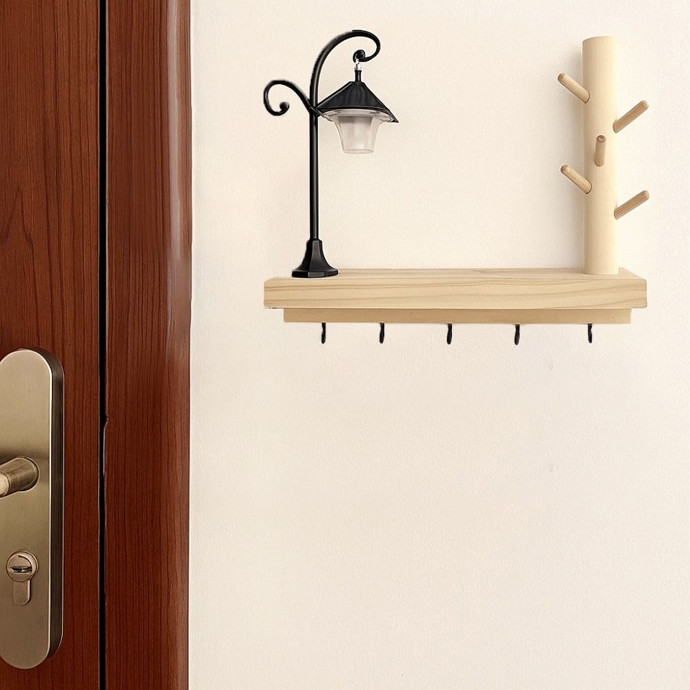 New Olid Wood Wood Wall Key Hook Wood Finish 6 Hooks Key Storage Rack Easy Install No-Drill Entryway Organizer Entryway