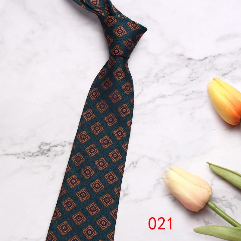 Green Series Business Tie Men'S Retro Striped Cashew Flower Polyester Silk Hand Tie