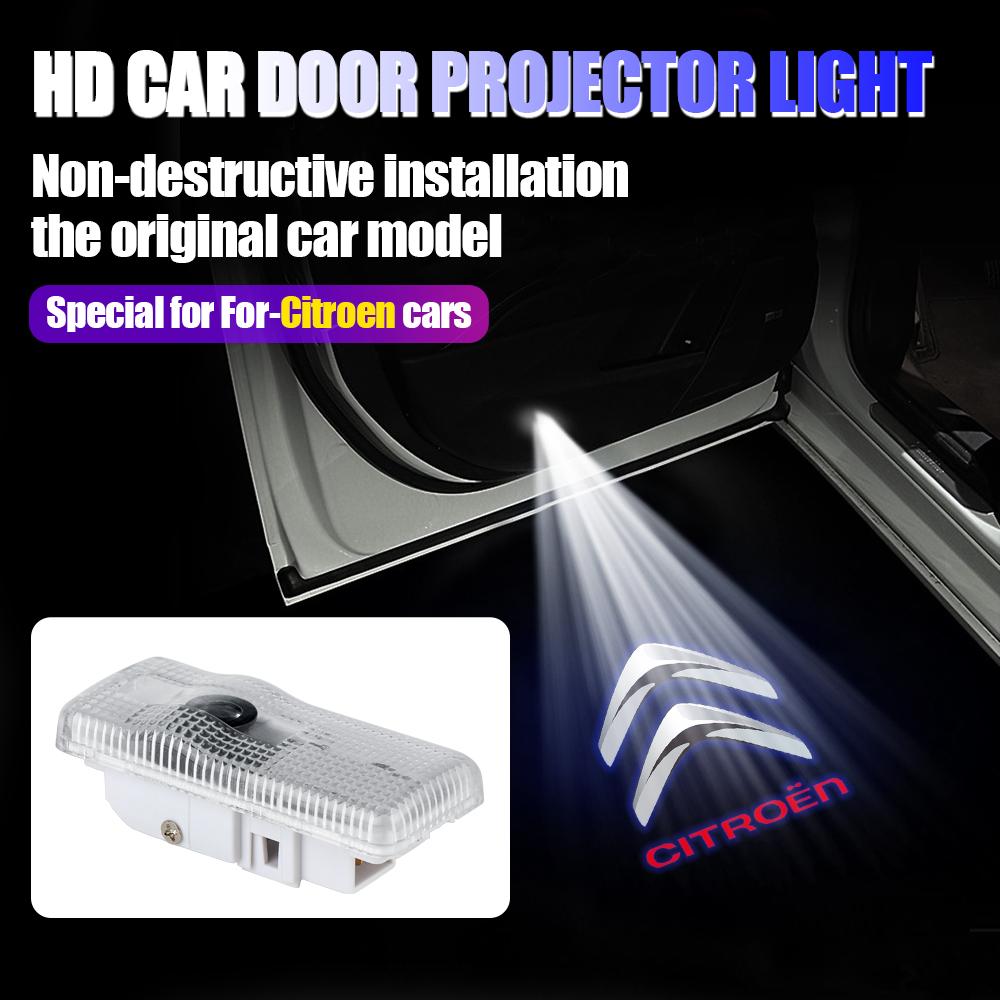 2Pcs LED Car Door Welcome Lights Logo Projector For Citroen C3 C5 C4 C-QUATRE Ghost Shadow Lamp Courtesy Light Car Accessories