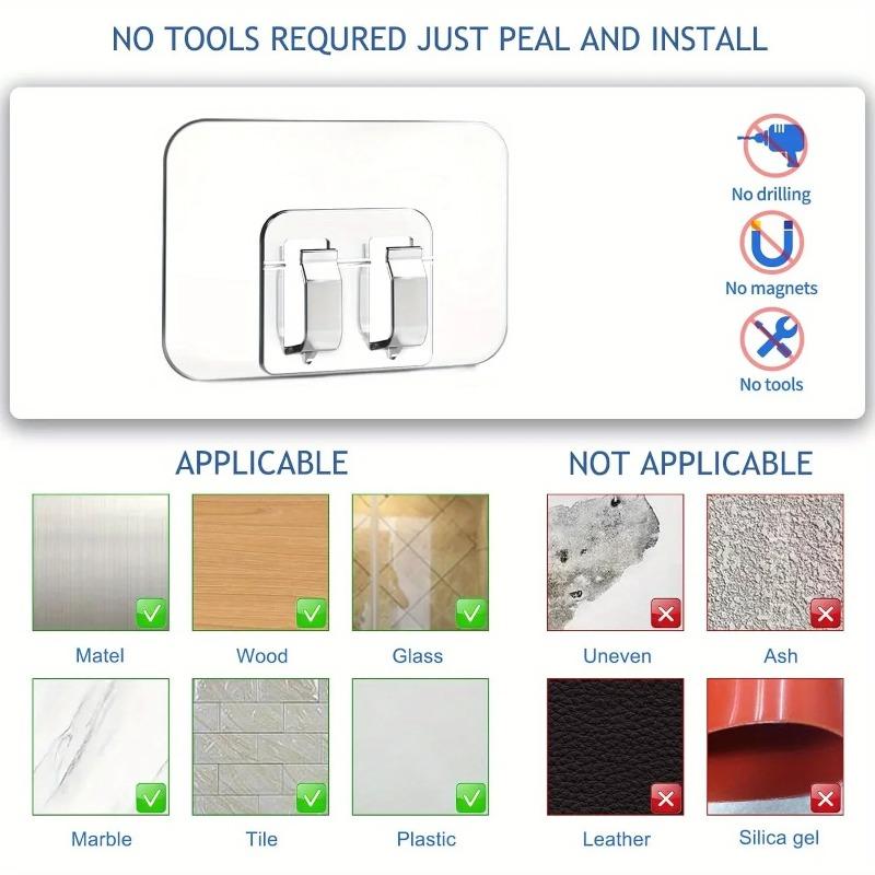 Klebehaken für Outdoor-Lichterketten-Clips, Transparente Starke Selbstklebende Haken für Zuhause, Badezimmer, Küche, Wandhaken